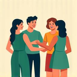 Illustration of diverse people interacting in a community