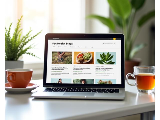 Open laptop showing a daily health blog with vibrant graphics